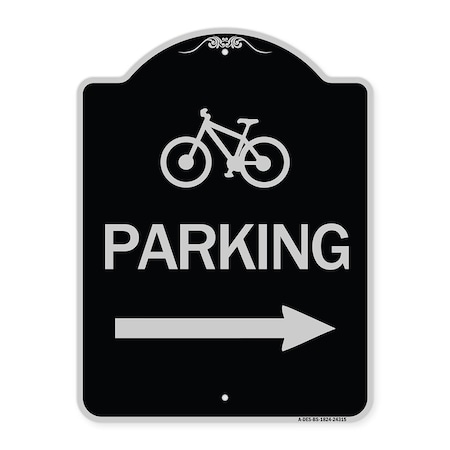 Bicycle Symbol Parking Right Arrow Heavy-Gauge Aluminum Architectural Sign